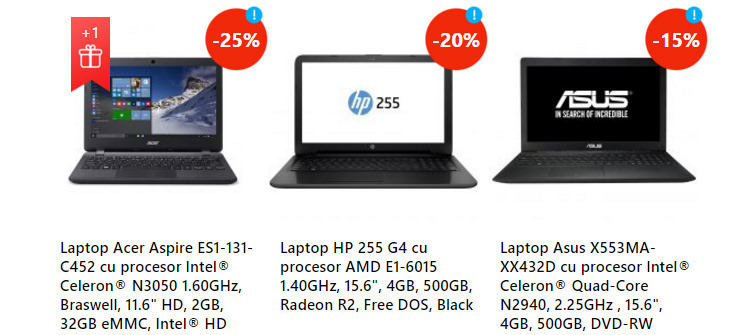 Laptopuri oferta sarbatori eMAG