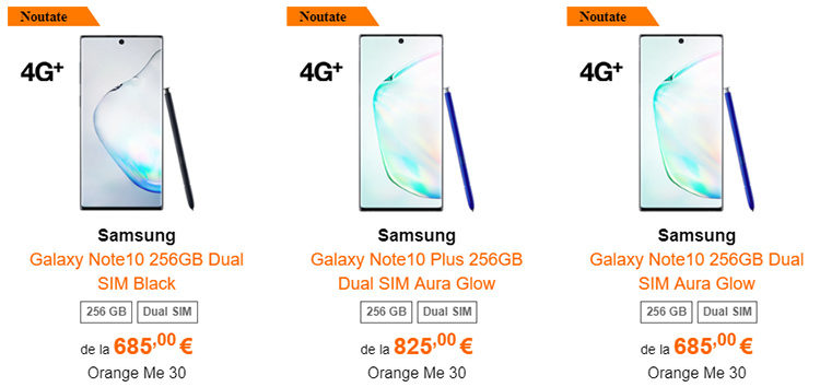 Samsung Galaxy Note 10 și 10 Plus Orange